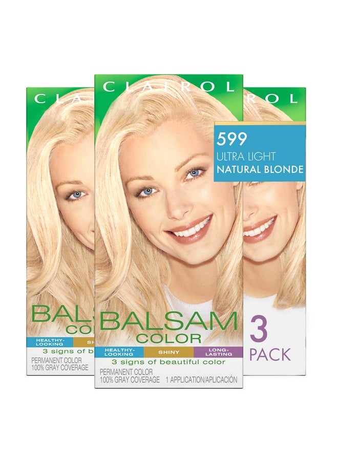 CLAIROL - Balsam Permanent Hair Dye 599 Ultra Light Natural Blonde Hair Color Pack Of 3 - Image 1
