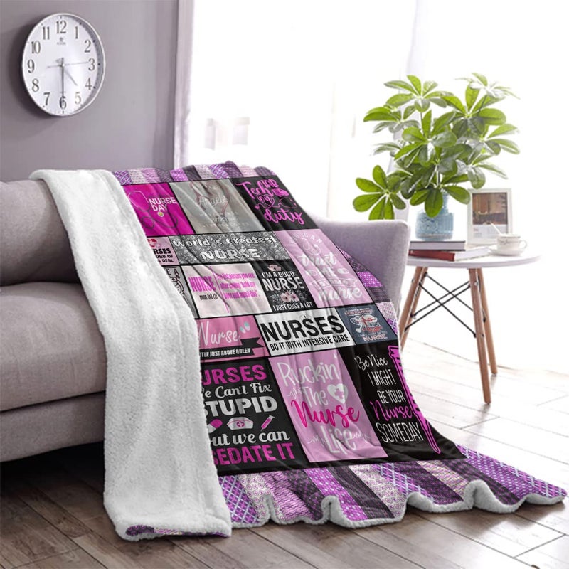 Belperan Nurse Gifts Nurse Week Gifts Throw Blanket Nurse Gifts for Women School Nurse Gifts Gift for Nurses Soft Fluffy Sherpa Warm Throw Blankets for Bed  Office and Couch - Image 5