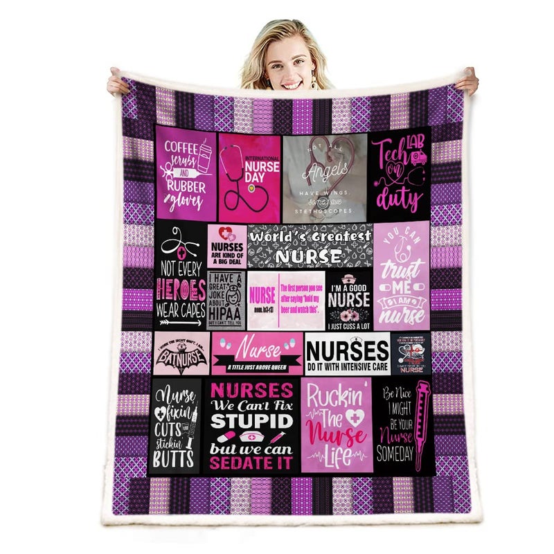 Belperan Nurse Gifts Nurse Week Gifts Throw Blanket Nurse Gifts for Women School Nurse Gifts Gift for Nurses Soft Fluffy Sherpa Warm Throw Blankets for Bed  Office and Couch - Image 2
