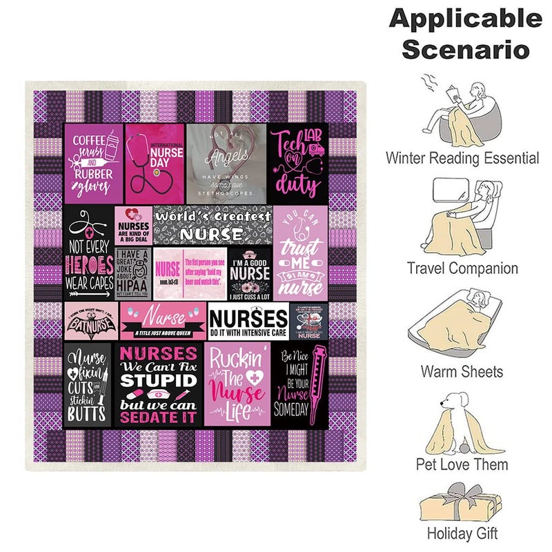 Belperan Nurse Gifts Nurse Week Gifts Throw Blanket Nurse Gifts for Women School Nurse Gifts Gift for Nurses Soft Fluffy Sherpa Warm Throw Blankets for Bed  Office and Couch - Image 4