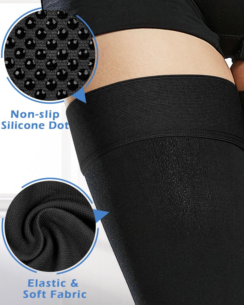 Ailaka Medical Compression Stockings for Women Men, Thigh High Footless 20-30mmHg Graduated Compression Socks with Silicone Band for Varicose Veins, Edema, Post-Surgery - Image 3