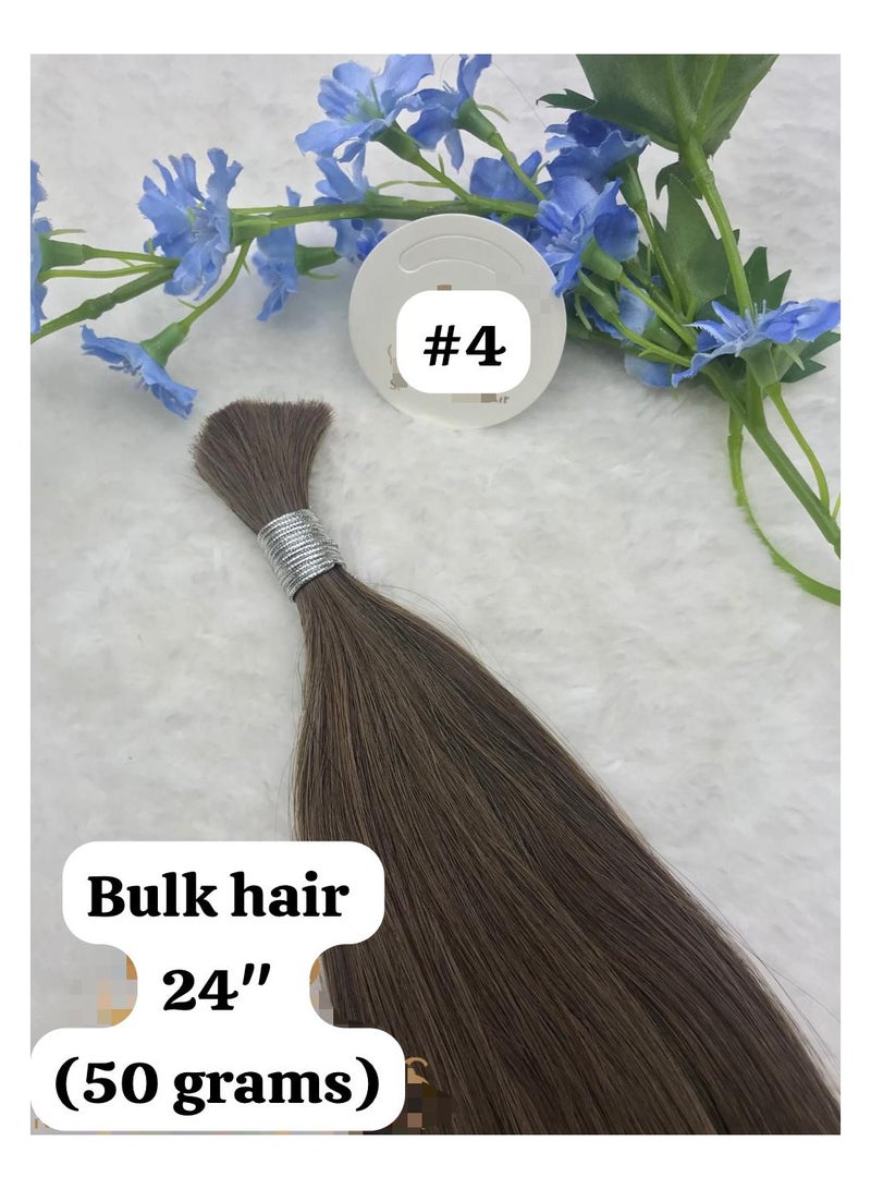 إستيل شعر بشري مفرود بكميات كبيرة للضفائر، وصلات شعر ريمي بشري 100%، اللون 4 - Image 1