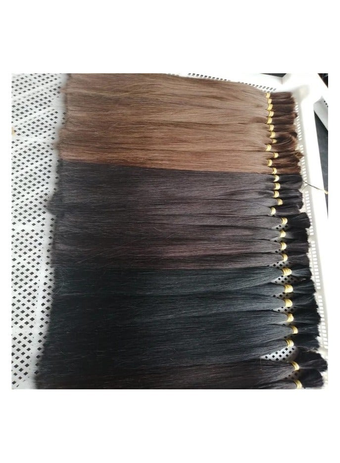 إستيل شعر بشري مفرود بكميات كبيرة للضفائر، وصلات شعر ريمي بشري 100%، اللون 4 - Image 2