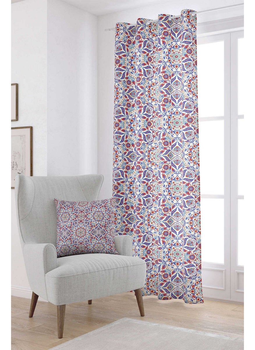Cango Home - Red Ethnic Tulip Motif Special Design Pillow Digital Printed Curtain OTYK002-PR - Image 1