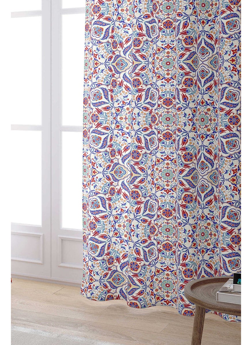 Cango Home - Red Ethnic Tulip Motif Special Design Pillow Digital Printed Curtain OTYK002-PR - Image 1