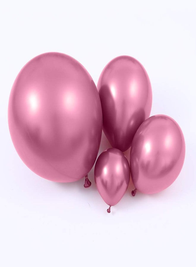 EASUTE 100pcs Metallic Pink Latex Balloons Various Sizes Chrome Balloon 18/12/10/5 inch Helium Balloon Perfect for Birthday Valentines Baby Shower Bridal Shower Wedding Anniversary Balloons (Pink) - Image 1