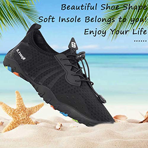 YALOX Water Shoes Mens Womens Swim Shoes Outdoor Beach Barefoot QuickDry Aqua Pool Socks Swimming Yoga Surfing Exercise8080Black44EU - Image 3