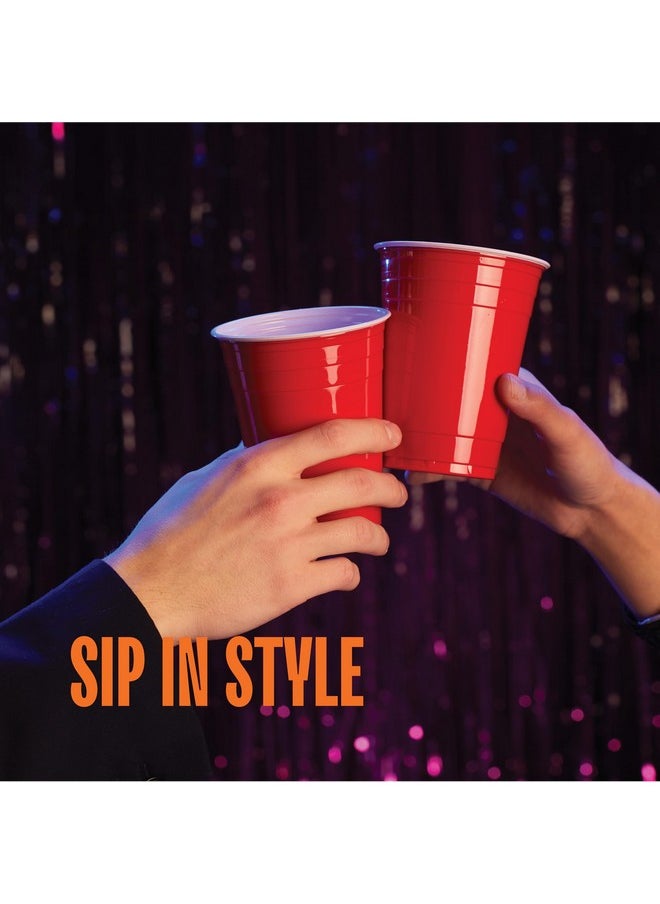 Stack Man Red Cups - Party Cups - Disposable Plastic Cups [16 oz - 100 Pack] Fun & Durable Party Cups for Drinking & Playing - Bulk Case of 100 Cups, By Stack Man  - Image 4