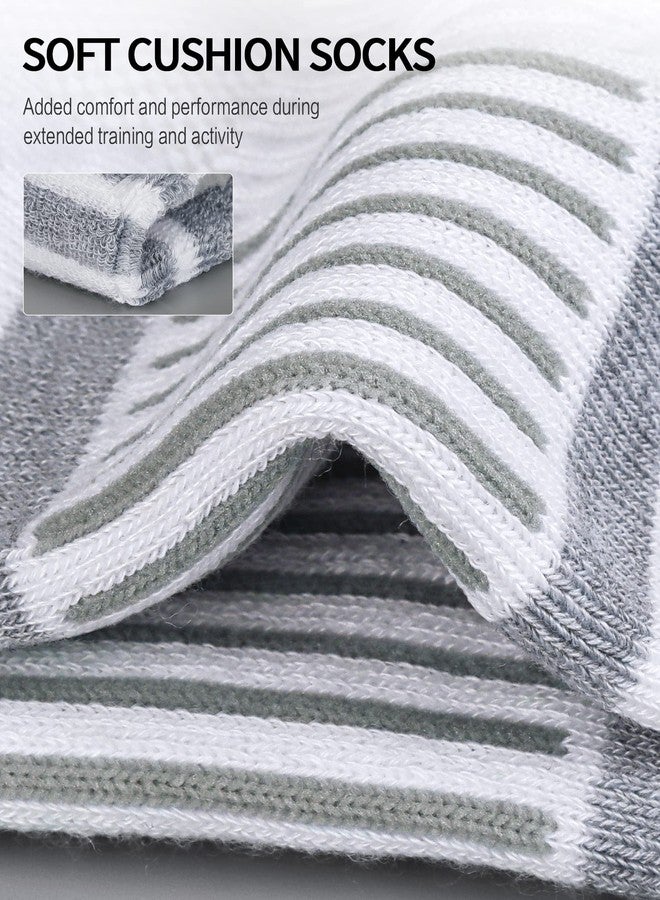 Airacker Ankle Athletic Running Socks Cushioned Breathable Low Cut Sports Tab Socks for Men and Women (6 Pairs), White&grey, 9-12 - Image 4