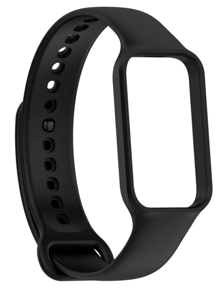 تين تك سوار ساعة ذكية من تين تيك لساعة شاومي ريدمي باند 2، سوار سيليكون رياضي، سوار معصم بديل، اكسسوارات ساعة شاومي ريدمي سمارت باند 2 - اسود - Image 2