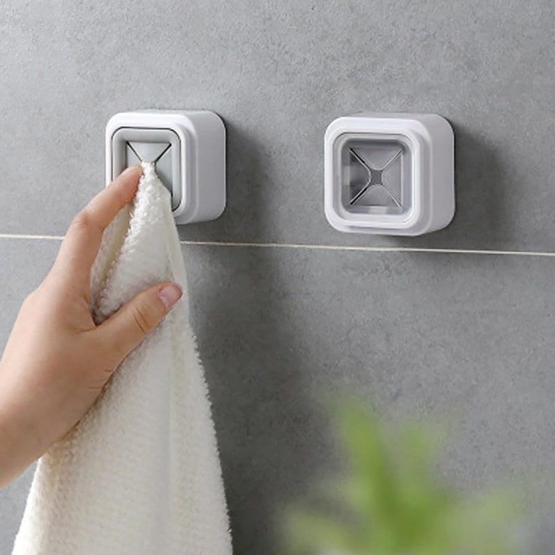 Self Adhesive Wall Towel Holder Set 3pcs Gray Bathroom Kitchen Storage Rack Organizer - Image 4