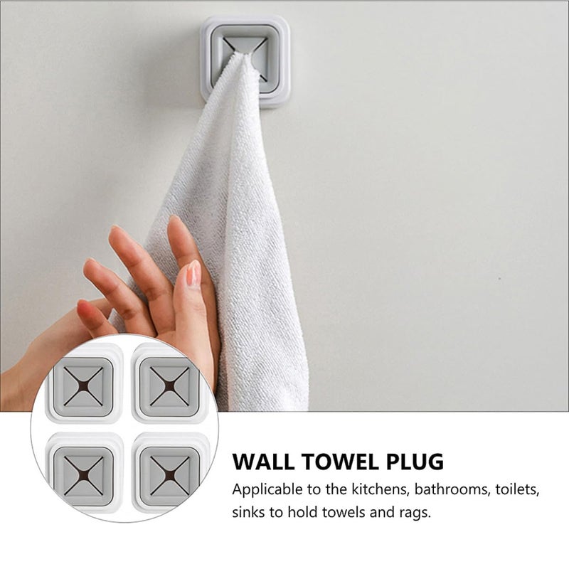 Self Adhesive Wall Towel Holder Set 3pcs Gray Bathroom Kitchen Storage Rack Organizer - Image 5
