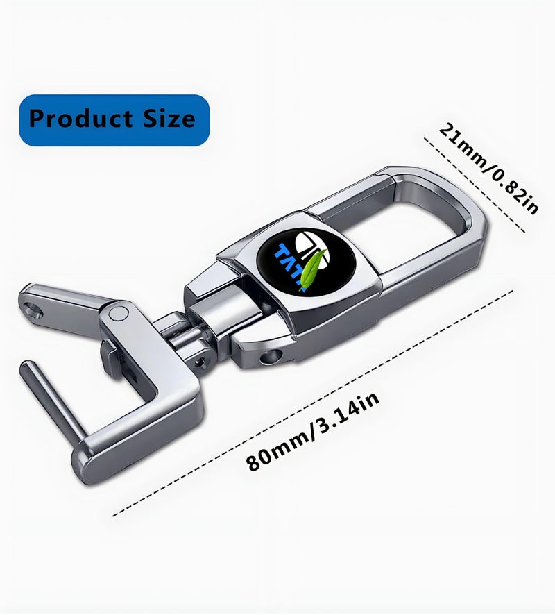 Greenworld Silver Color Fob Key Heavy Duty Keychain for Tata Nexon/Harrior/Punch/Tiago/Tigor/Altros/Safari/AND all Tata Model Car (CHROME SILVER) - Image 2