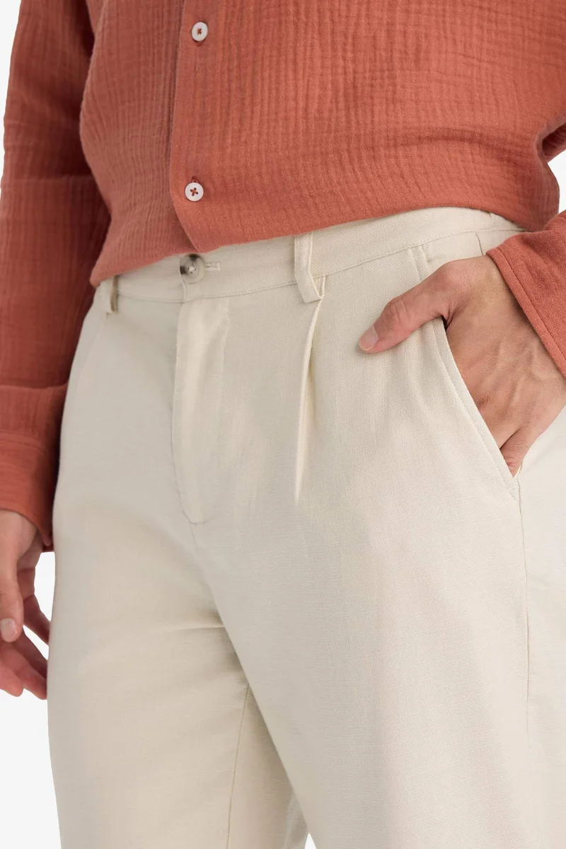 Defacto  Regular Fit Straight Leg Cotton Trousers for Men | Best Price UAE