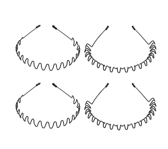 Metal Hair Band for Men  4 Pieces Metal Headband Wavy Hairband Spring Hair Hoop for Sports Fashion Hair Bands Unisex Black Elastic Head bands Non Slip Simple