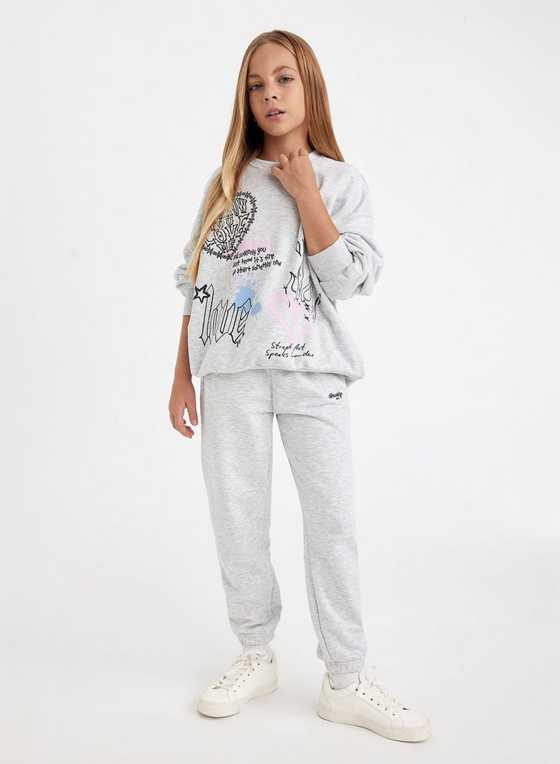 DeFacto Printed Elasticated Cuffed Grey Jogger Pants With Pockets  - Image 3