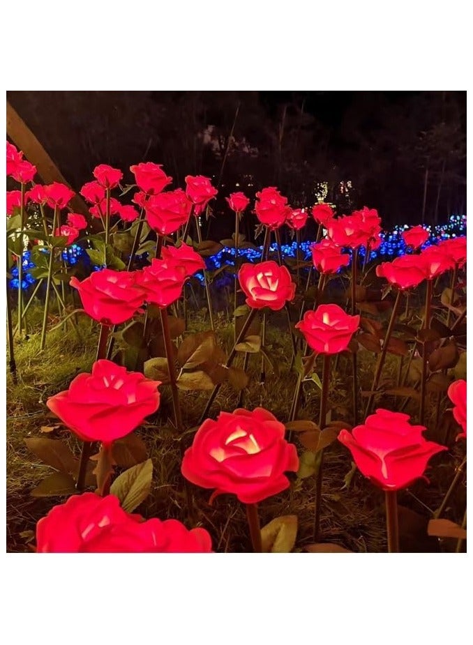 Dekorly Solar Flower Lights Outdoor, Waterproof Solar Garden Lights IP65, Auto On/Off, Decorative Solar Powered Flowers for Yard, Pathway, Lawn, Patio (Rose, 2PCS) - Image 1