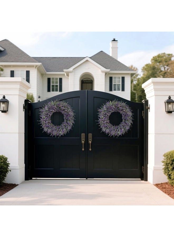 FOTEEWL 32'' Large Eucalyptus and Lavender Wreath for Front Door, Porch, Window- Artificial Eucalyptus Leaves with Lavender Wreath for Home, Farmhouse Wall Decor- Spring, Summer, Fall, All Seasons (Purple) - Image 3