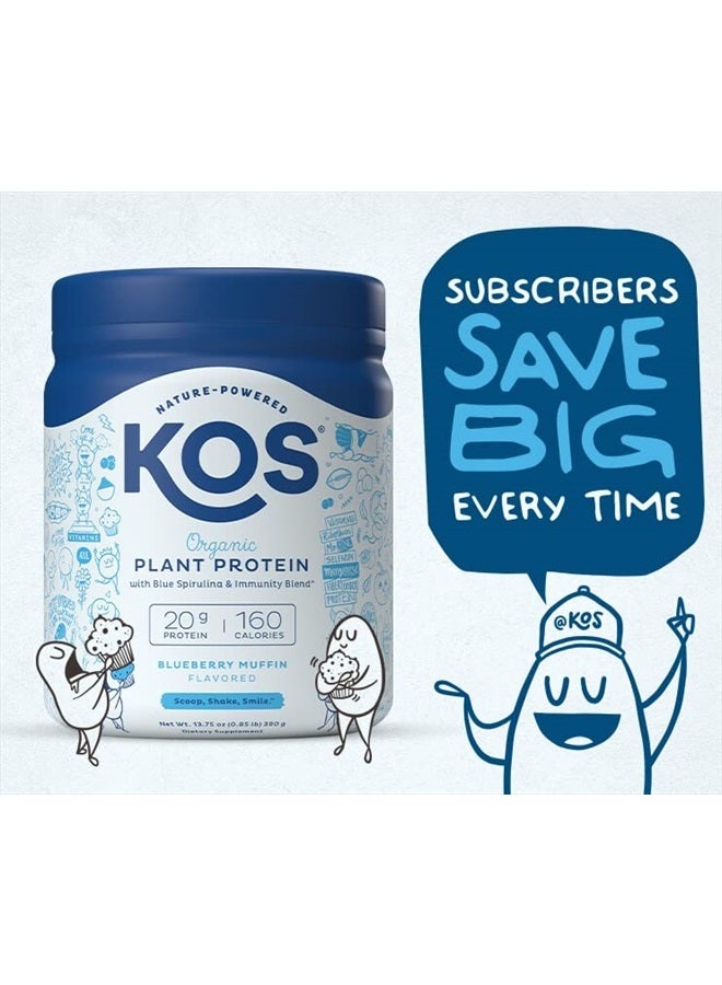 KOS Plant Based Protein Powder, Blueberry Muffin - Organic Pea Protein Superfood with Spirulina and Immune Support Blend. Soy, Gluten, Dairy Free - Vegan Meal Replacement for Women & Men - 10 Servings - Image 5