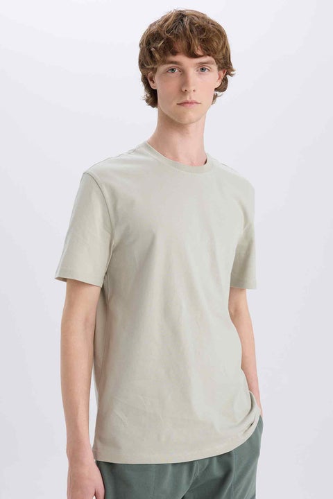 Green Man New Regular Fit Crew Neck Basic T-Shirt Casual