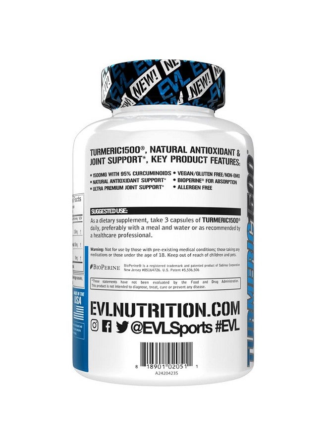 Evlution Herbal Relief Turmeric Curcumin With Bioperine Evl 1500Mg 95% Curcuminoid Turmeric Curcumin With Black Pepper For Digestive Skin Immunity Liver And Joint Support Non Gmo Vegan Turmeric Supplement - Image 3