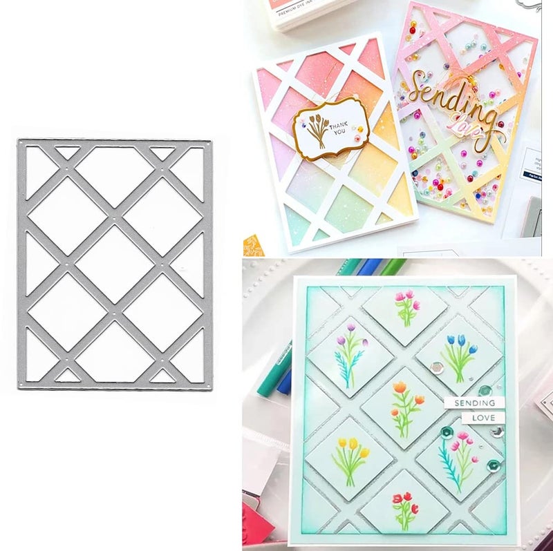 Rectangle Grid Frame Metal Die Cuts Rectangle Frame Cutting Dies Cut Stencils Card Paper Craft DIY Template Metal Cutting Dies Album Embossing Paper Dies for Card Making Scrapbooking