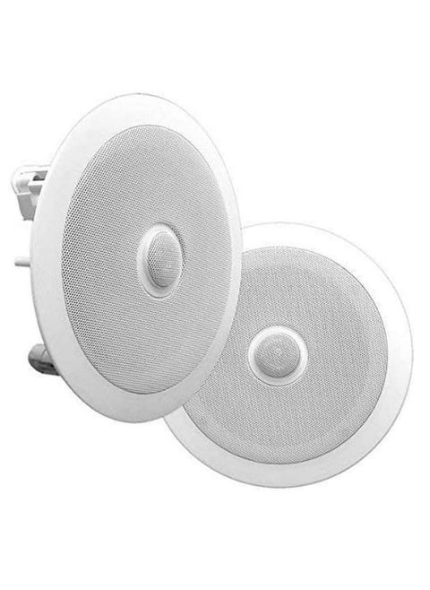 8” Ceiling Wall Mount Pair Of 2 Way Midbass Woofer Speaker Directable 1” Titanium Dome Tweeter Flush Design W 55Hz 22Khz Frequency Response And 300 Watts Peak Easy Installation Pdic80