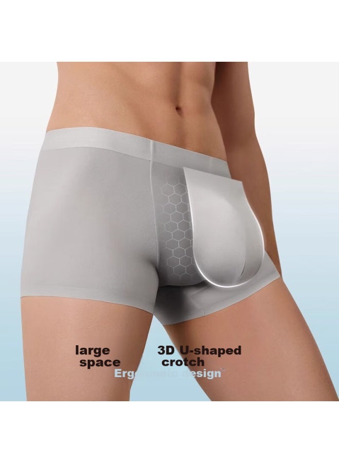 Madallo Modal Men's Underwear, Summer Ice Silk Seamless Boxer Briefs, Comfortable Thin Men's Boxer Shorts, Large Size - Image 2