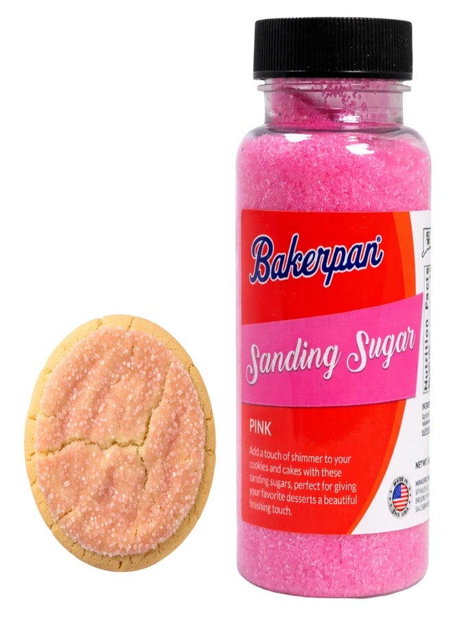 Bakerpan Pink Sanding Sugar for Baking & Cookie Decorating - 5 Ounce Edible Pink Sugar Sprinkles for Cookies, Cakes, Cocktails (Made In USA) - Image 1