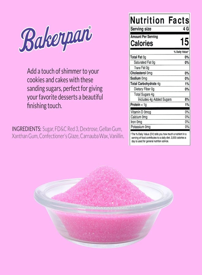 Bakerpan Pink Sanding Sugar for Baking & Cookie Decorating - 5 Ounce Edible Pink Sugar Sprinkles for Cookies, Cakes, Cocktails (Made In USA) - Image 2
