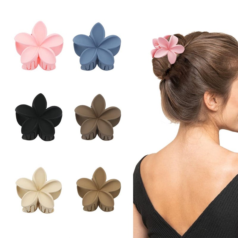 Plumeria Flower Hair Claw Clips6 Pcs Matte Flower Hair Clips Claw for Women Thick Thin Hair AccessoriesMedium Hair Clamps Hair Barrettes Non Slip Strong Hold Jaw Clips for Mother Women Girls Gifts