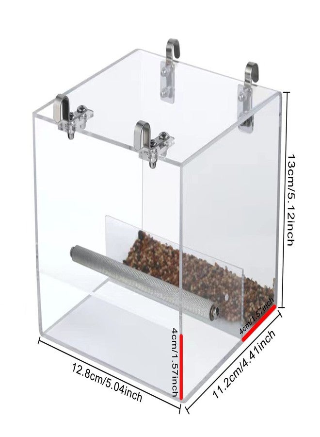 Xxmbbjy No Mess Bird Feeder for Cage, Automatic Acrylic Bird Feeder Seed Catcher Tray Cage with Stainless Steel Hooks for Small Parrots Canary Parakeet Budgerigar Crested Cockatiel Lovebird (Small) - Image 2