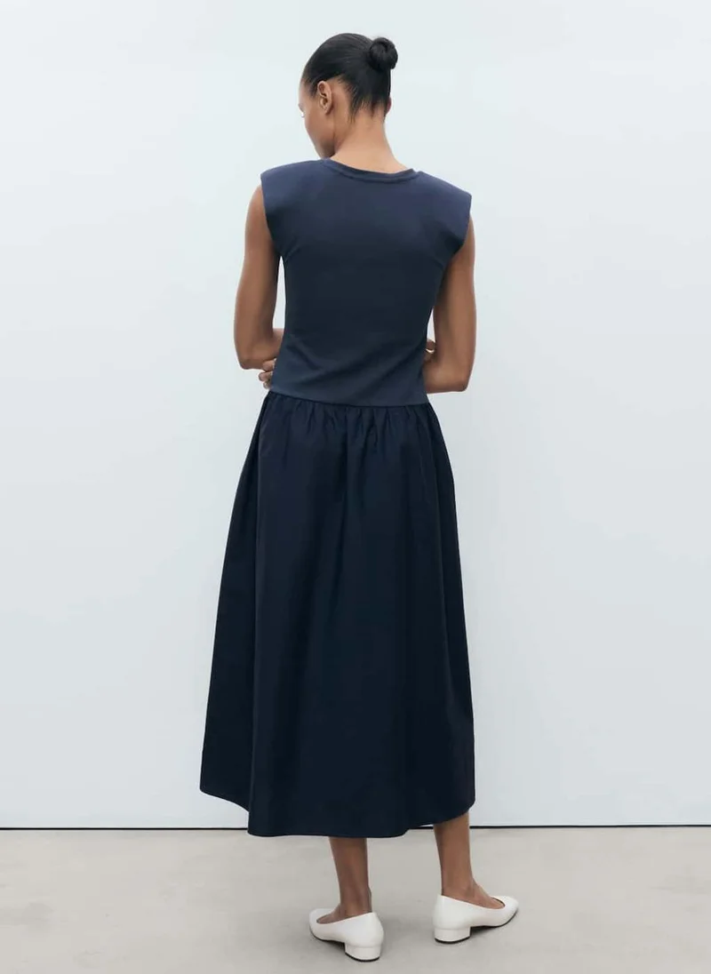 MANGO Combined Fabric Midi-Dress