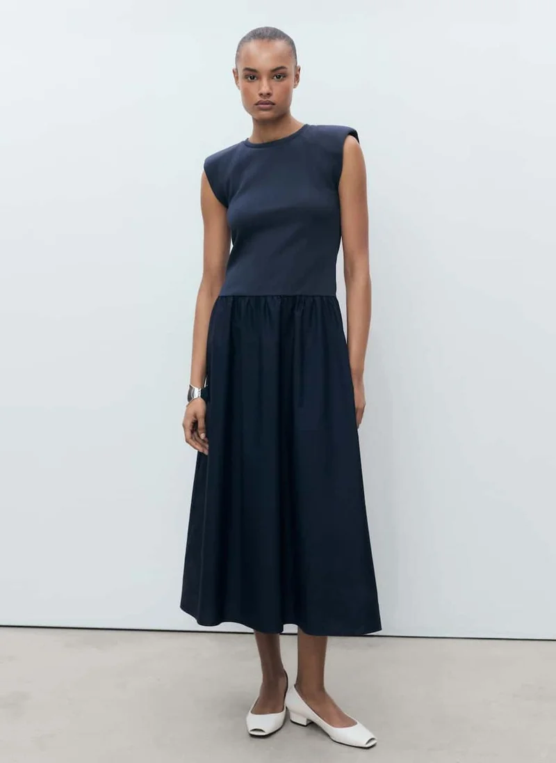 MANGO Combined Fabric Midi-Dress