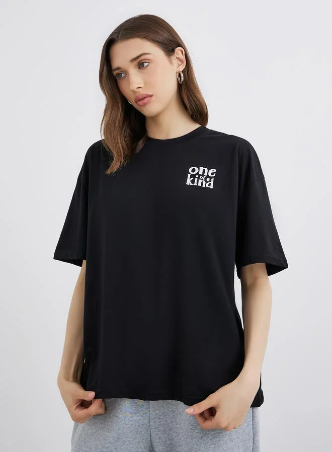 Take Two Take Two Slogan Print Oversized T-Shirt