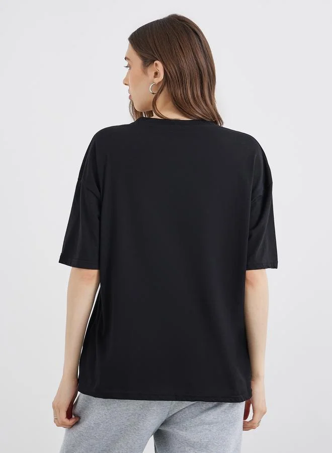 Take Two Take Two Slogan Print Oversized T-Shirt
