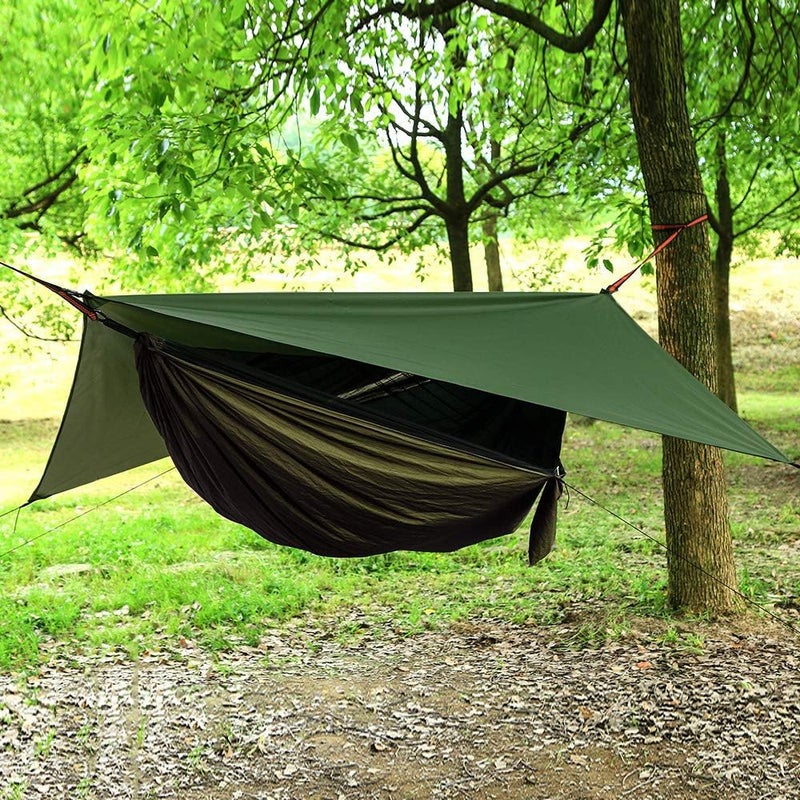 AEETT Camping Hammock with Mosquito Net and Rain Fly - Travel Hammock Bug Net - Hammock Tent for Outdoor Hiking Backpacking Travel Camping Accessories and Camping Gear… Military Green - Image 2