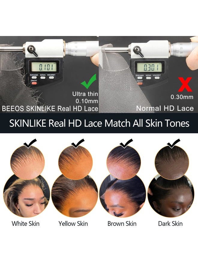 BEEOS 13x6 SKINLIKE Real HD Lace Front Bob Wig, Ultra-fitted Vivid Pre-Plucked Bleached Knots Natural Hairline 180% Density 0.10mm Ultra-thin Invisible HD Lace Curly Bob Human Hair Wig 14 Inch - Image 4