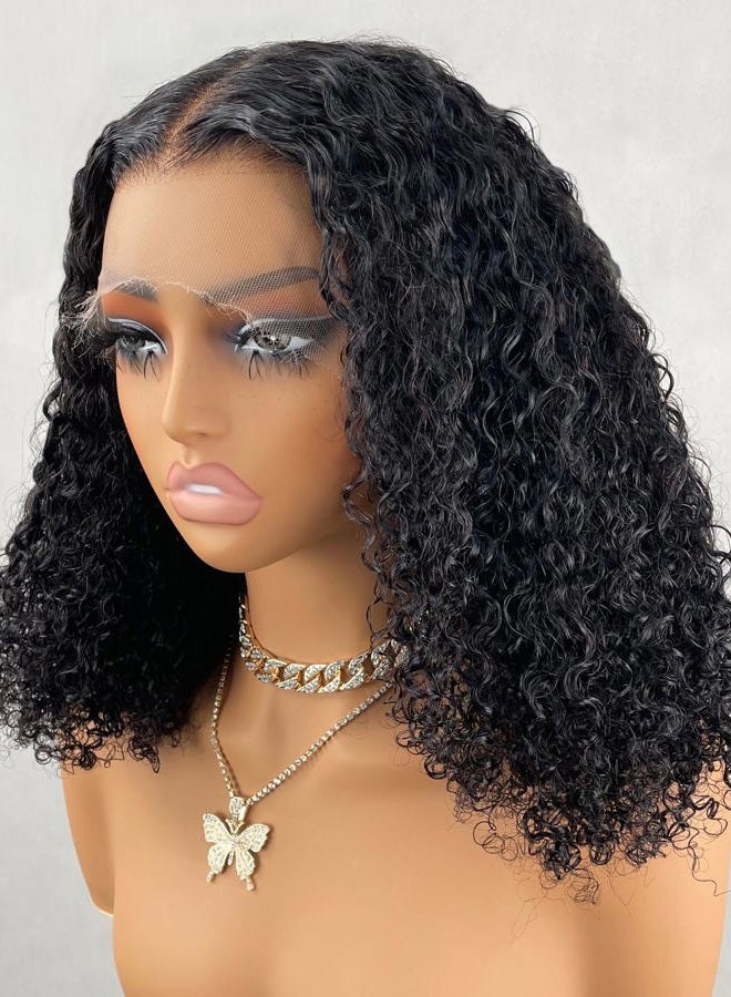 BEEOS 13x6 SKINLIKE Real HD Lace Front Bob Wig, Ultra-fitted Vivid Pre-Plucked Bleached Knots Natural Hairline 180% Density 0.10mm Ultra-thin Invisible HD Lace Curly Bob Human Hair Wig 14 Inch - Image 1
