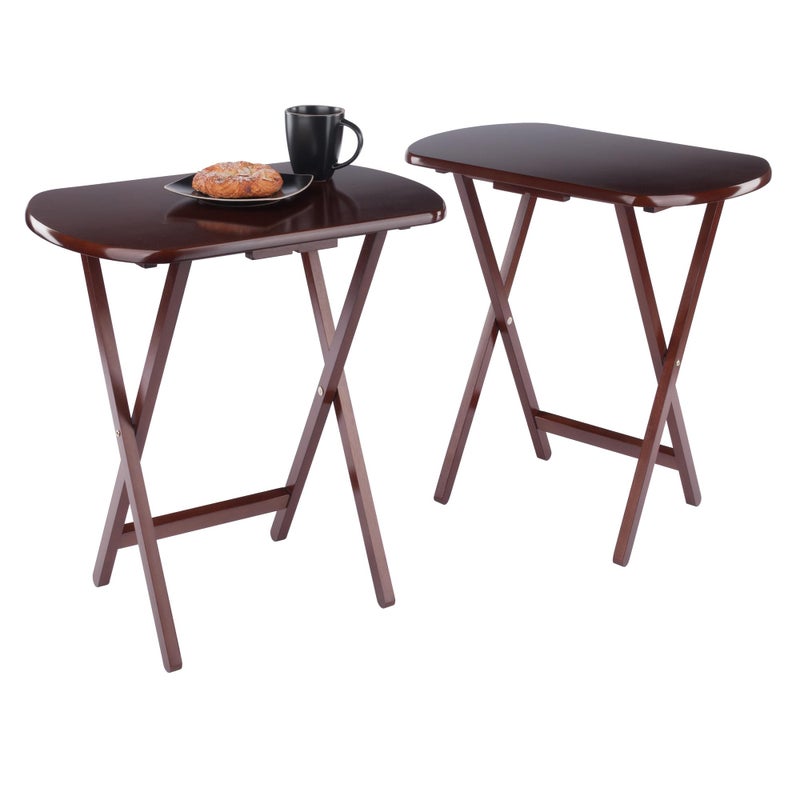 Winsome Corbett 2 Oversized Snack Tables in Walnut Finish - Image 3