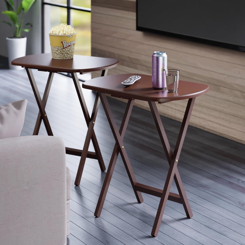 Winsome Corbett 2 Oversized Snack Tables in Walnut Finish - Image 4