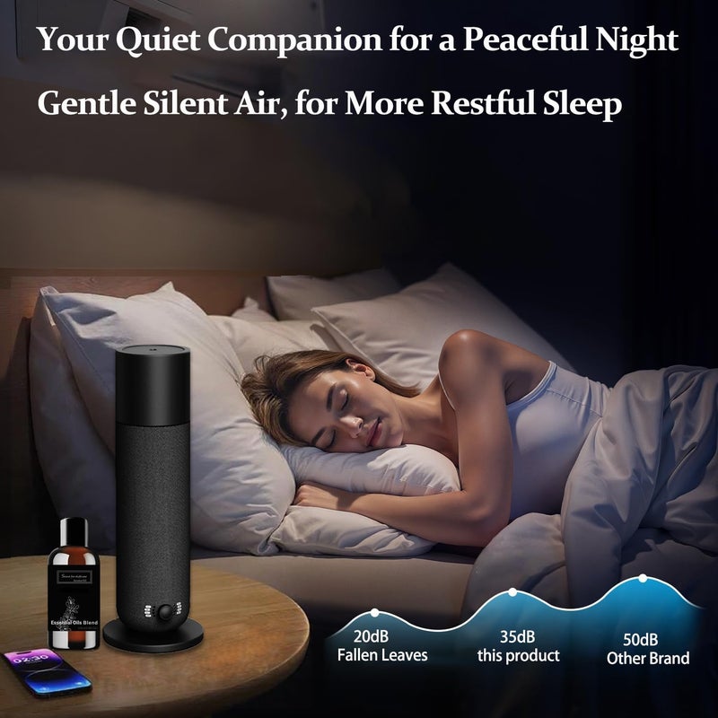 BAIESHIJI Smart Waterless Essential Oil Diffuser, Scent Air Machine for Home, Aromatherapy Scent Diffuser with Roy Tranquility Oil, Covers Up to 1000 Sq.Ft, Quiet Cold-Air Tech Machine for Hotel, Spa (Black) - Image 5