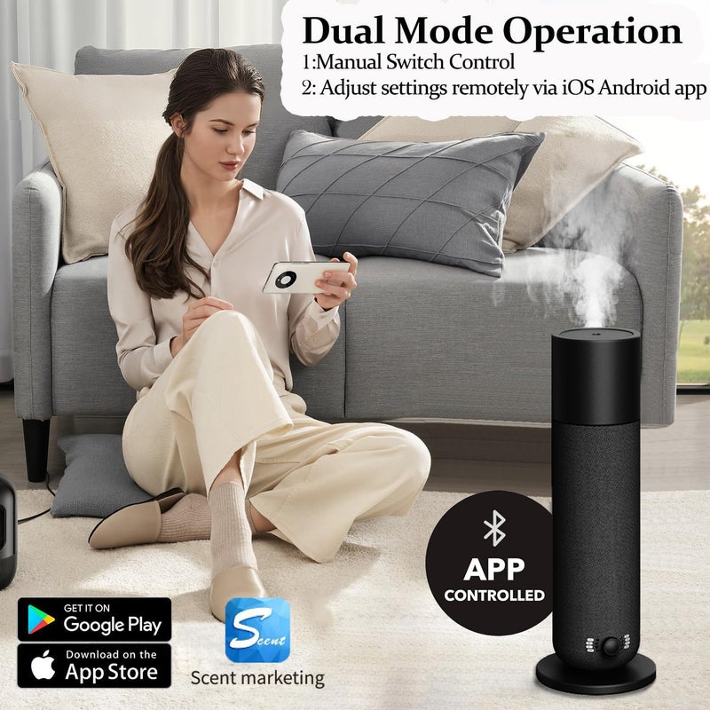 BAIESHIJI Smart Waterless Essential Oil Diffuser, Scent Air Machine for Home, Aromatherapy Scent Diffuser with Roy Tranquility Oil, Covers Up to 1000 Sq.Ft, Quiet Cold-Air Tech Machine for Hotel, Spa (Black) - Image 3