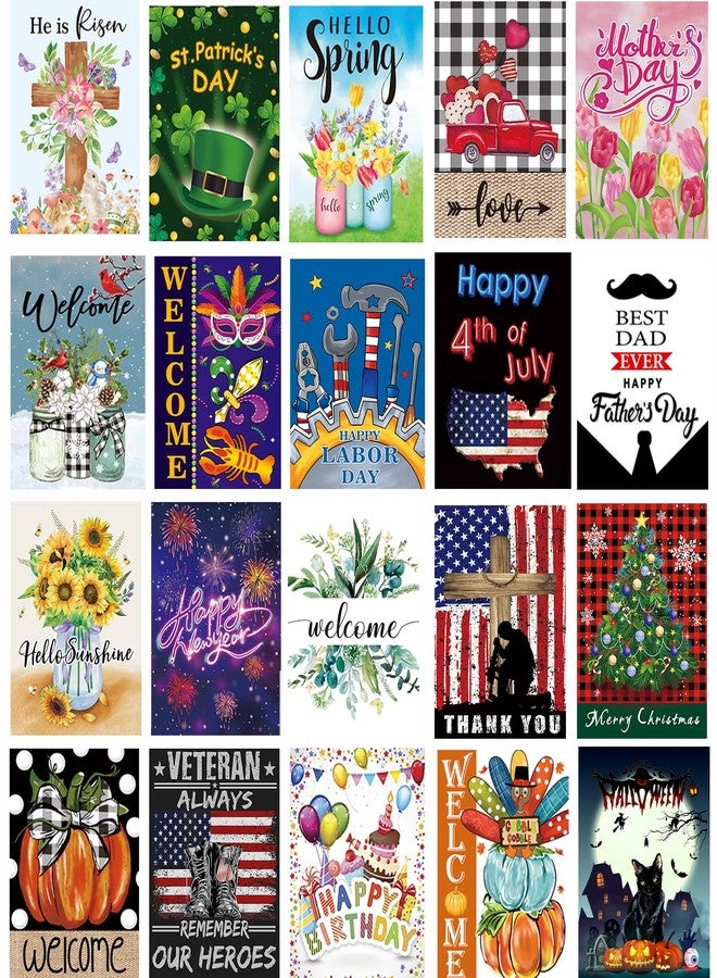 CDLong Seasonal Garden Flag Set of 20 - Double Sided 12 x 18 Inch Small Yard Flags for Outdoor Holiday Decorations, Christmas, Spring, Summer, Fall, and All Season Garden Flags for Outside Decor - Image 1