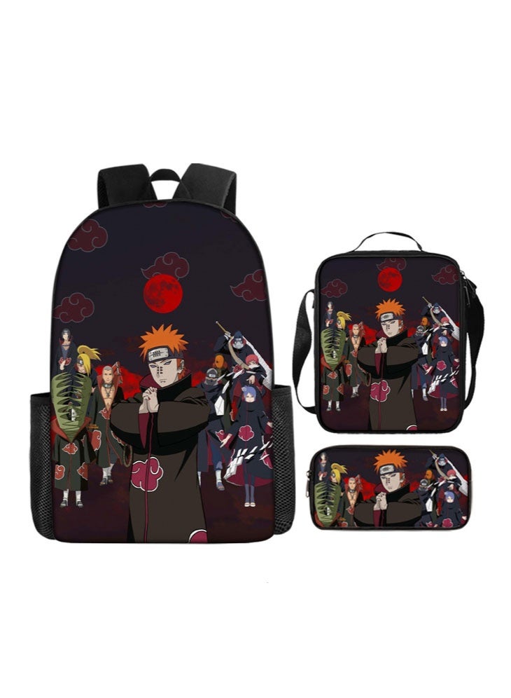 Naruto The new Naruto backpack, pencil case, shoulder bag, three-piece suit, men's and women's leisure sports travel backpack, student school backpack - Image 1