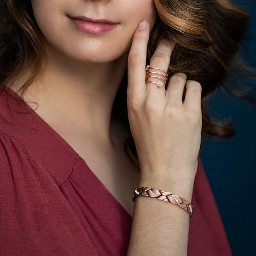 Jecanori Magnetic Copper Bracelets for Women,Copper Magnetic Ring for Women,Crystal Bracelets with 3500 Gauss Magnets,Jewelry Gift with Sizing Tool - Image 4