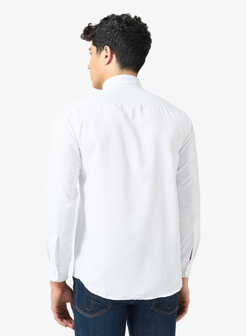 Robert Wood Mens 100% Cotton Self Weave Plain Shirt - Image 2