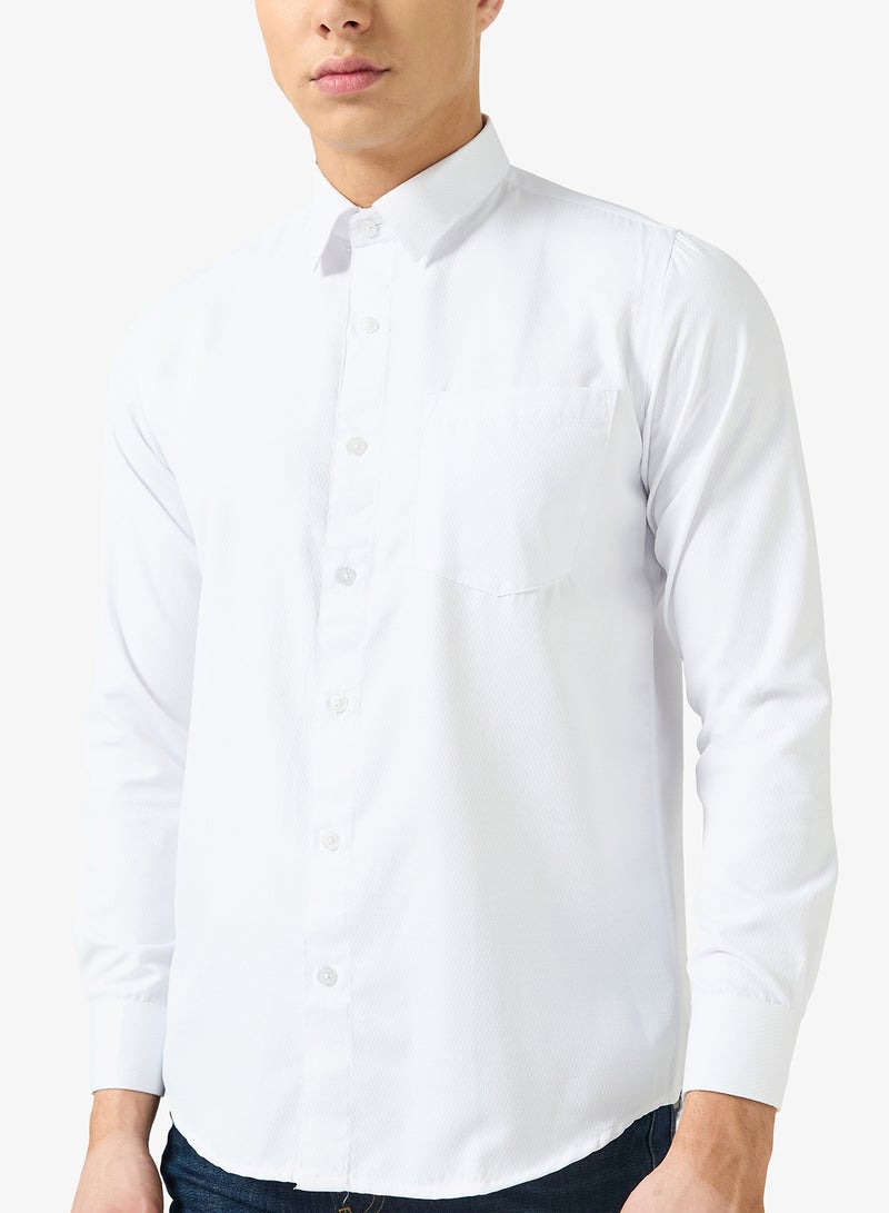 Robert Wood Mens 100% Cotton Self Weave Plain Shirt - Image 3