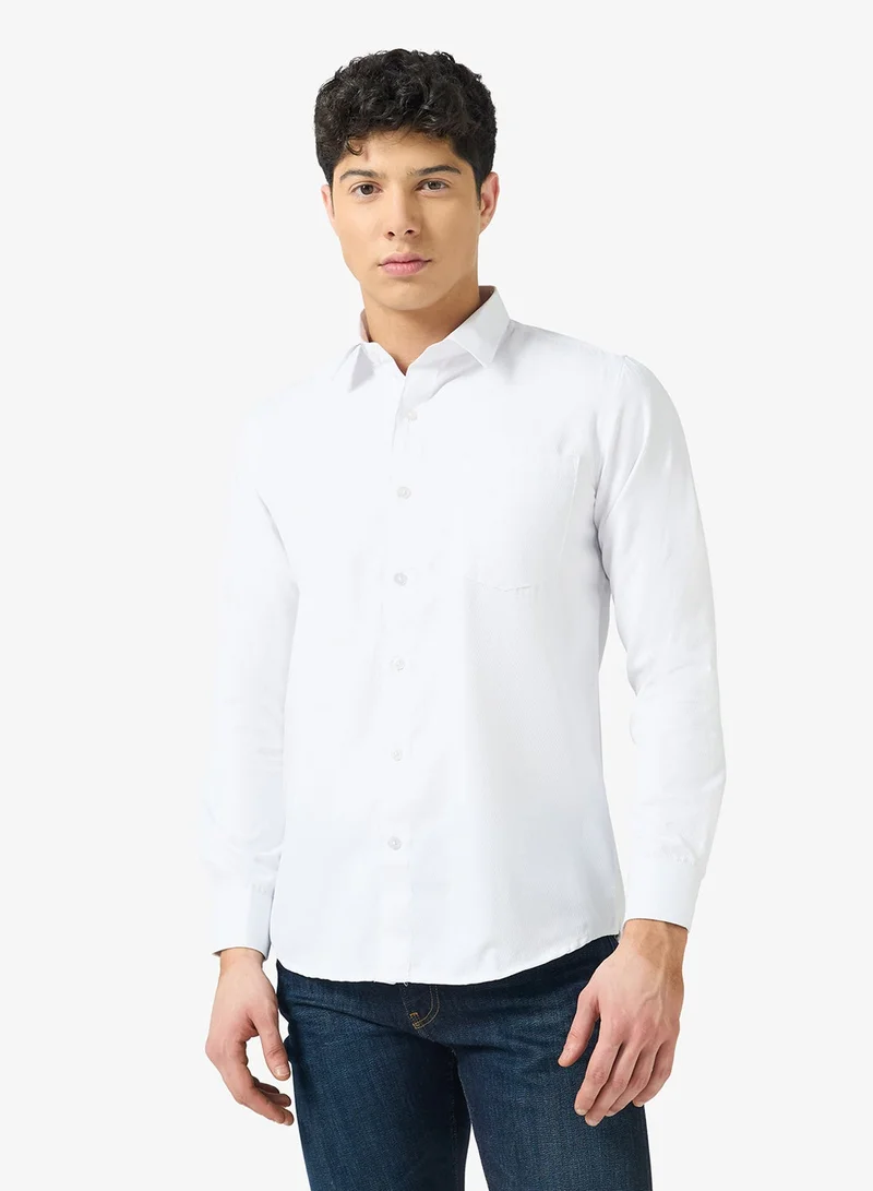 Robert Wood Mens 100% Cotton Self Weave Plain Shirt