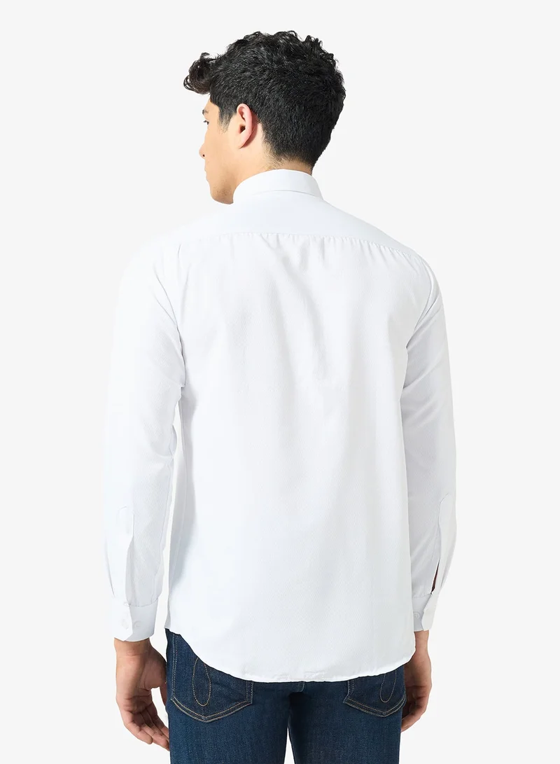 Robert Wood Mens 100% Cotton Self Weave Plain Shirt